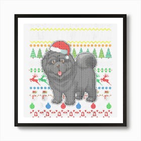 Beautiful Chow Chow Santa Hat Merry Christmas Ugly Sweater Art Print