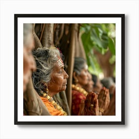 Women Praying In A Temple Art Print