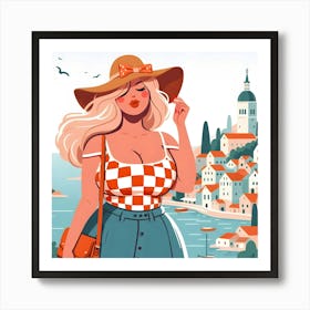 Croatian Girl In Hat Art Print