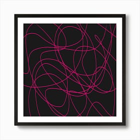 Abstract Pink Lines On Black Background Art Print