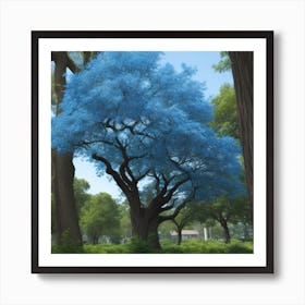 Blue tree for salon blue Art Print