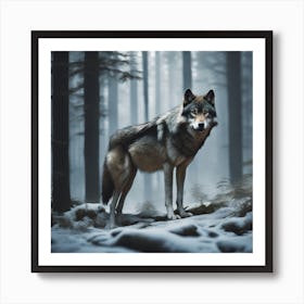 Wolf In The Forest 74 Art Print