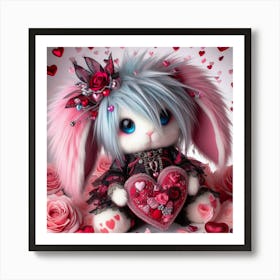 Valentine Bunny with Crown Art Print