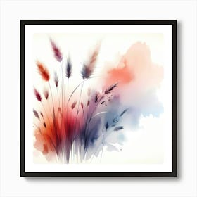 Watercolor Of Grasses Art Print