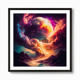 Moon And Clouds Art Print