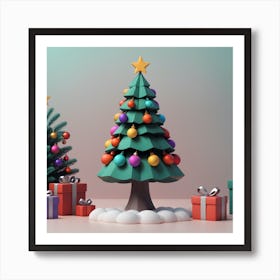 3d Christmas Tree Art Print