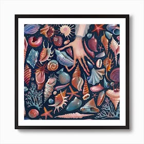 Colourful Intricate Sea Shells Art Print