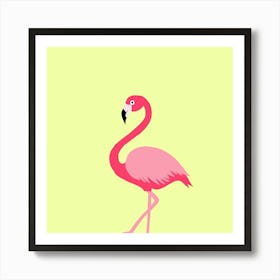 Flamingo On Yellow Art Print