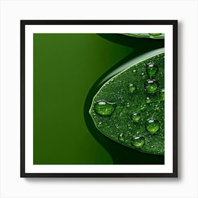 Green Leaves With Water Droplets Art Print