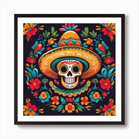 Day Of The Dead Skull 100 Art Print