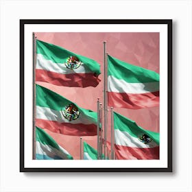 Flags Of Iran Art Print