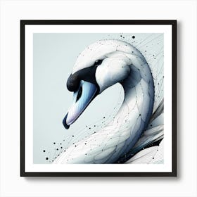 Swan - Abstract Line Art Illustration 210 Art Print