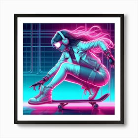 Skateboarder Girl Art Print