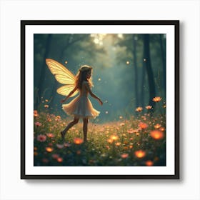 A Mystical Faerie Dancing In A Field Of Glowing Flowers 1 Art Print