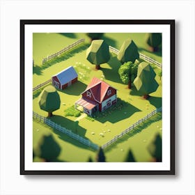 Low Poly Farm 7 Art Print