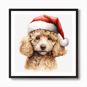 Poodle In Santa Hat 7 Art Print