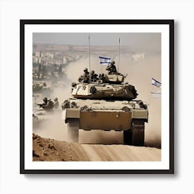 Israeli Tanks In The Desert 9 Art Print