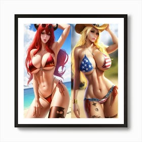 Two Women In Bikinis 2 Art Print