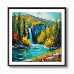 Waterfall In Autumn 11 Art Print