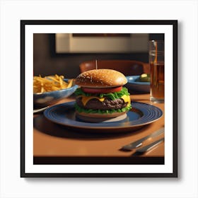 Hamburger On A Plate 89 Art Print