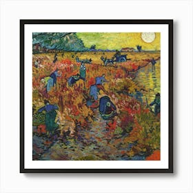 Vineyard Harvesters By Vincent Van Gogh Art Print