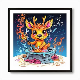 Deer In A Pot 1 Art Print