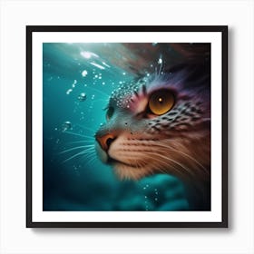 Underwater Cat Art Print