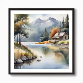 Cabin By The Lake 3 Art Print