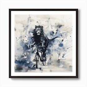 Lion On A Bike 2 Art Print