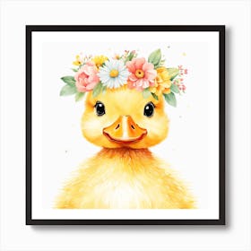 Floral Baby Duck Nursery Illustration (50) Art Print