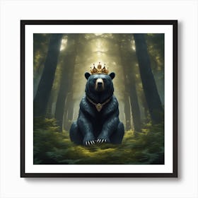 King Bear In The Forest Art Print