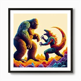 Gorilla Vs Gorilla Art Print