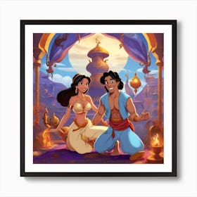 Aladdin And Jasmine Art Print