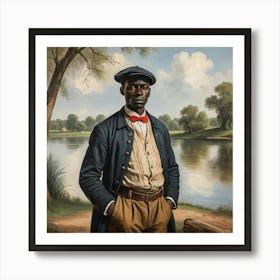 African Man At A Lake 1 Art Print