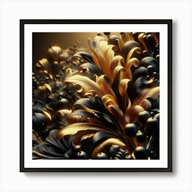 Abstract Gold And Black Art Print