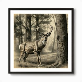 Deer In The Woods 14 Art Print