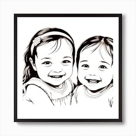 Two Little Girls Smiling Art Print