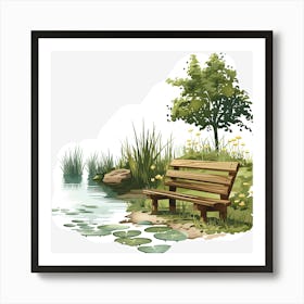 Springtime-Duck-Pond-Clipart.6 Art Print