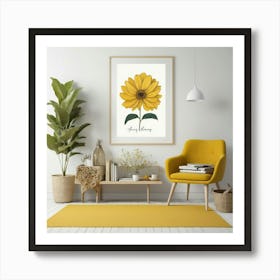 Always Blooming Good Mood Mustard Yellow Living Room A 3 Art Print