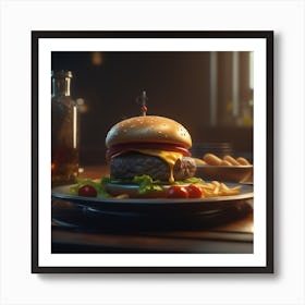 Burger On A Plate 120 Art Print