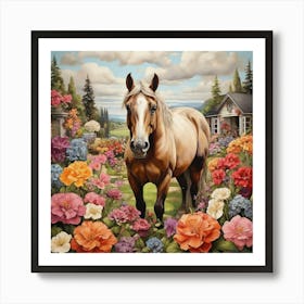 Horse In The Garden art Art Print