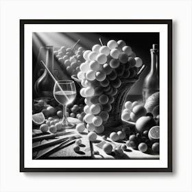 Black And White Grapes Art Print