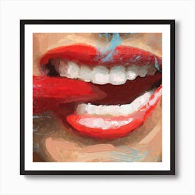 Woman'S Mouth and red pepper Art Print