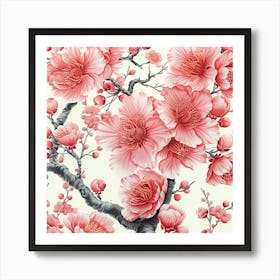 Chinese Cherry Blossoms Wallpaper Art Print