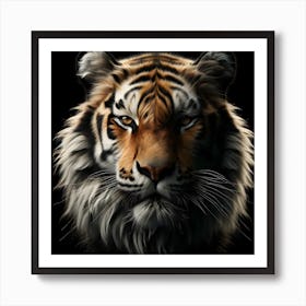 Tiger Portrait isolated on black background 1 Art Print