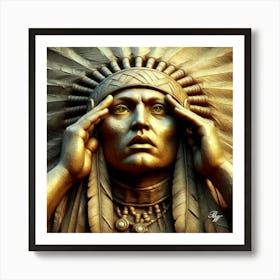 Bronze Native American Abstract Head Bust 4 Copy Art Print