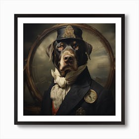 Dog With A Clock Art Print