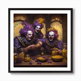 Clowns At The Table Art Print