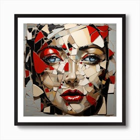 Woman With A Broken Face Art Print