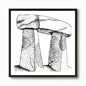 Ink On Board Drawing Traditional Published Menhir Dolman Stonehenge Celtic Druid Wicca Spirals Standing Stones Mystical Magic Earth Solstice Equinox Samhain Borderlands Lammas Imbolc Beltain Art Print